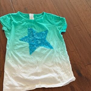Crewcuts Teal-to-White Ombre Sequin Star Tee
